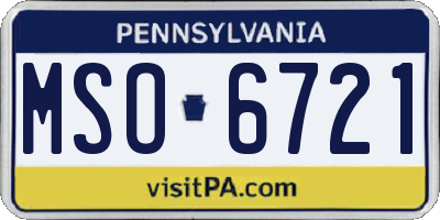 PA license plate MSO6721