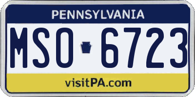 PA license plate MSO6723