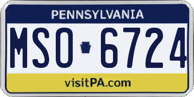 PA license plate MSO6724