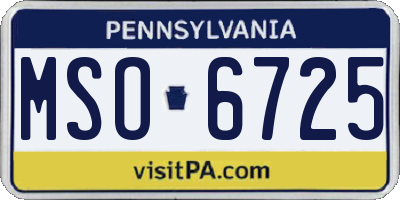 PA license plate MSO6725