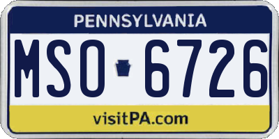 PA license plate MSO6726