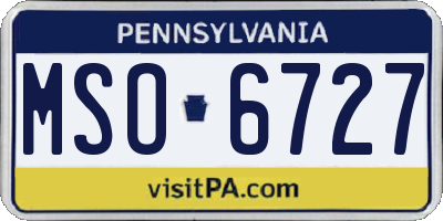 PA license plate MSO6727