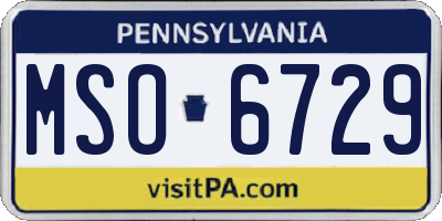 PA license plate MSO6729