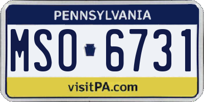 PA license plate MSO6731