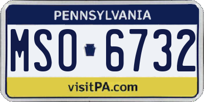 PA license plate MSO6732