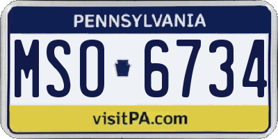 PA license plate MSO6734