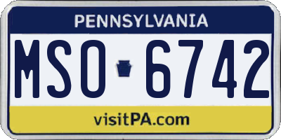 PA license plate MSO6742