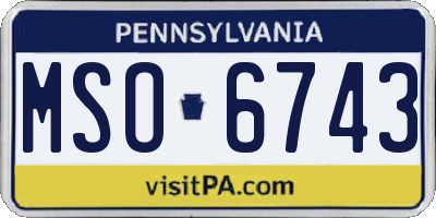 PA license plate MSO6743