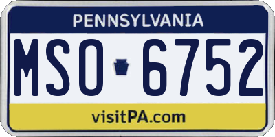 PA license plate MSO6752