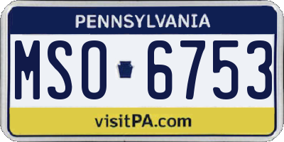 PA license plate MSO6753