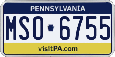 PA license plate MSO6755