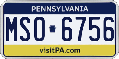PA license plate MSO6756