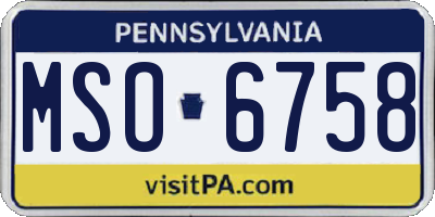 PA license plate MSO6758