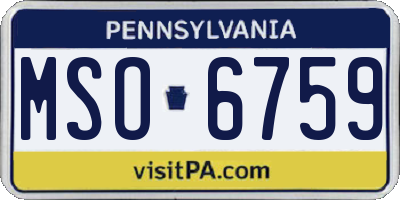 PA license plate MSO6759