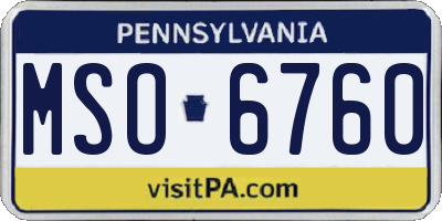 PA license plate MSO6760