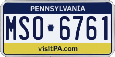 PA license plate MSO6761