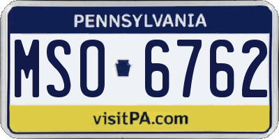 PA license plate MSO6762