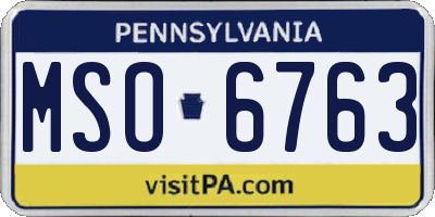 PA license plate MSO6763
