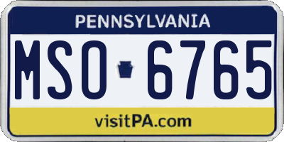 PA license plate MSO6765