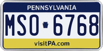PA license plate MSO6768