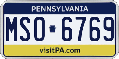 PA license plate MSO6769
