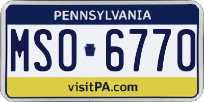 PA license plate MSO6770