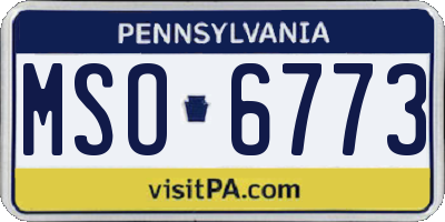 PA license plate MSO6773