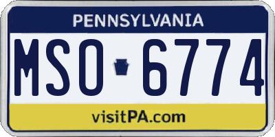 PA license plate MSO6774