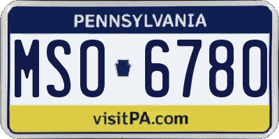 PA license plate MSO6780