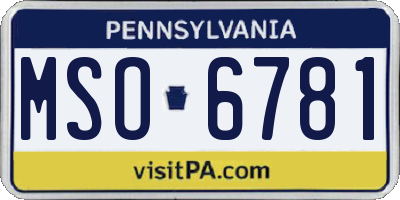 PA license plate MSO6781