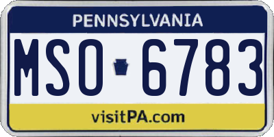 PA license plate MSO6783