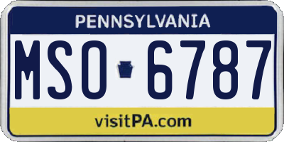 PA license plate MSO6787