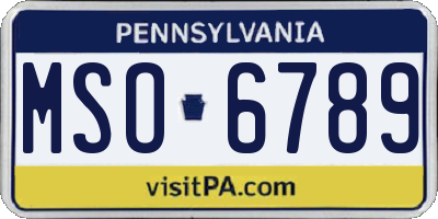 PA license plate MSO6789