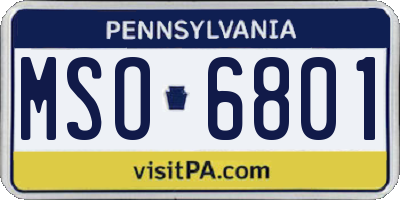 PA license plate MSO6801