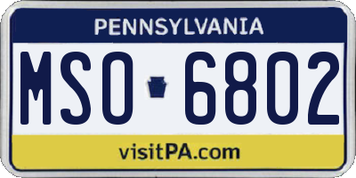 PA license plate MSO6802