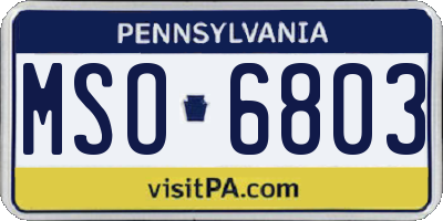 PA license plate MSO6803