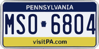 PA license plate MSO6804