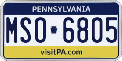 PA license plate MSO6805