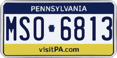 PA license plate MSO6813