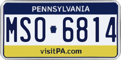 PA license plate MSO6814