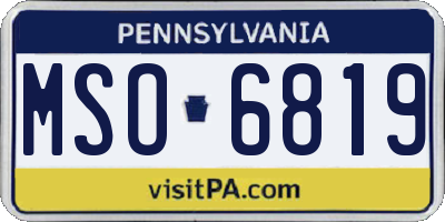 PA license plate MSO6819
