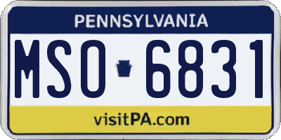 PA license plate MSO6831
