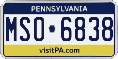 PA license plate MSO6838