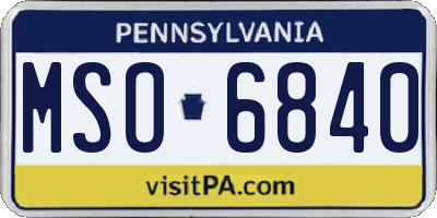 PA license plate MSO6840
