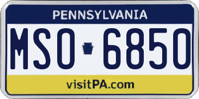 PA license plate MSO6850