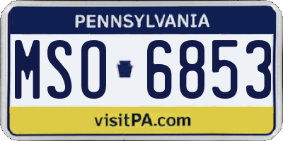 PA license plate MSO6853