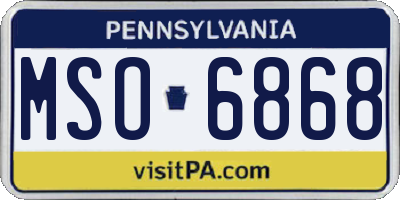 PA license plate MSO6868