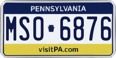 PA license plate MSO6876