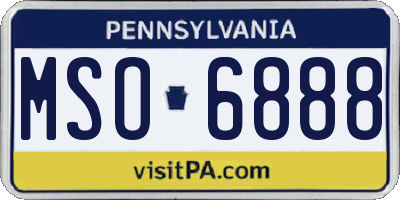 PA license plate MSO6888