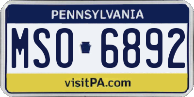 PA license plate MSO6892